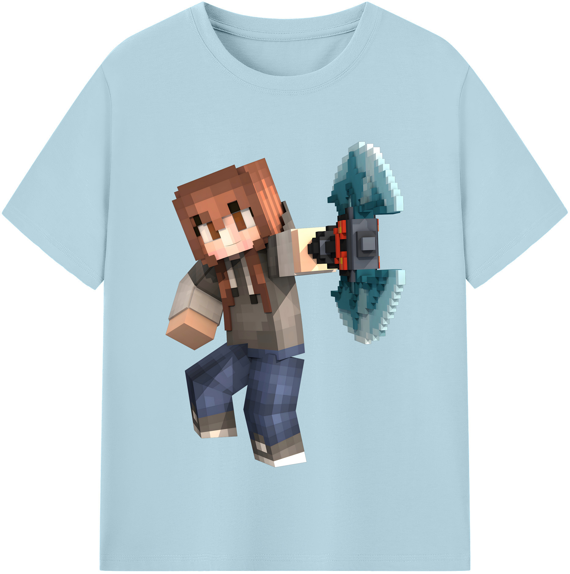（画像用） マインクラフト ブロックの世界 Minecraft MC Block world 綿100％半袖Tシャツ（フロントプリント）